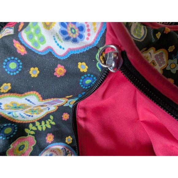 Vtg Unionbay Sugar Skull Book Bag Tote Day Of The Dead Dia De Muertos Goth Blue - Picture 5 of 15